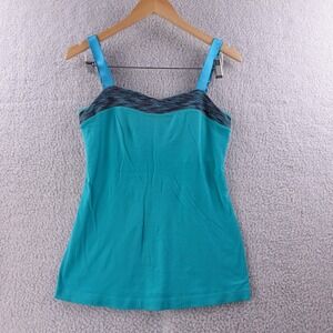 Lululemon Teal Blue Athletic Tank Top‎ With Black Gray Heather Racerback Women 4